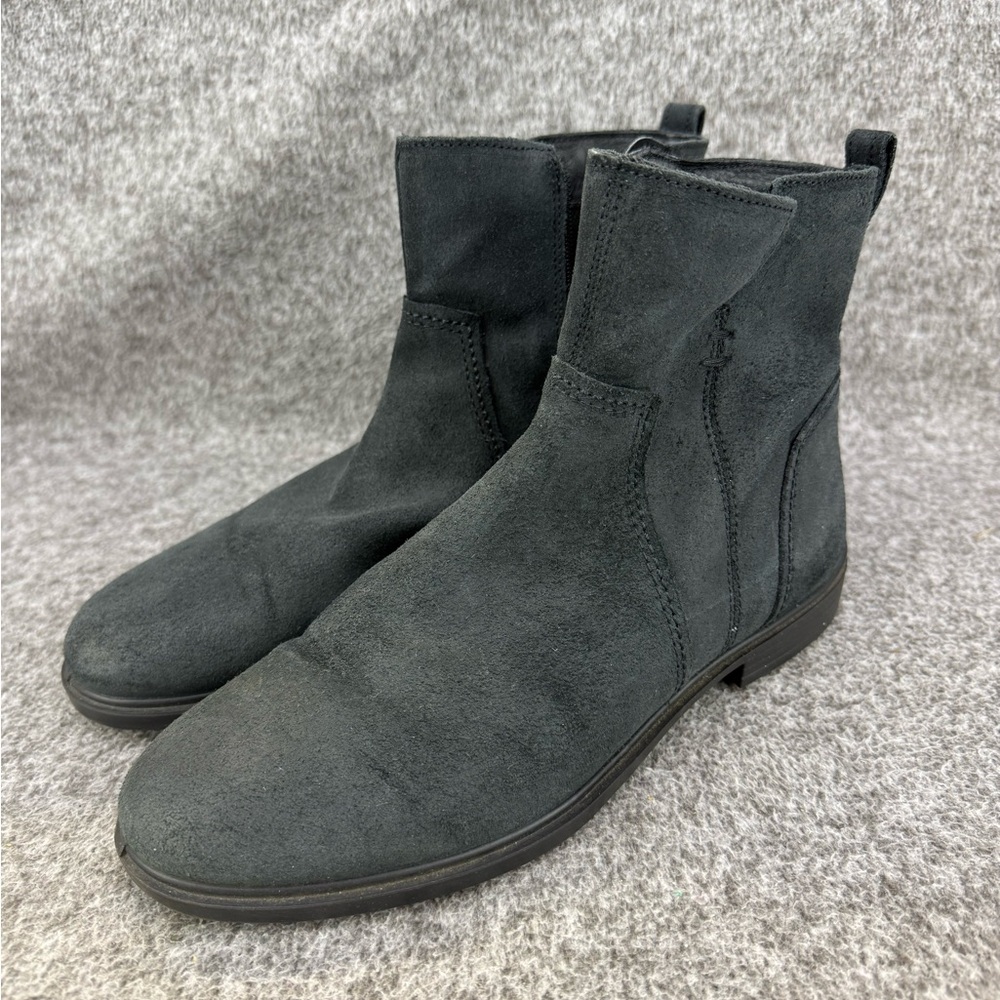 Women’s 8 Inch Ecco Dark Navy Suede Side Zip Ankle Boots Casual Boho Booties